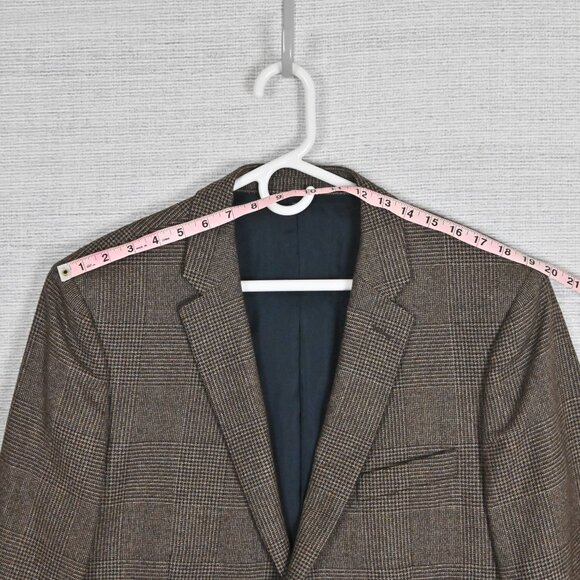 J. Crew Thompson Slim Fit Formal 100% Wool Check Brown Grey Suit Set 42L W34/L32 - Picture 9 of 16